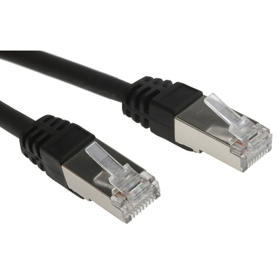 RS PRO Cat6 Male RJ45 to Male RJ45 Ethernet Cable, F/UTP, Black LSZH Sheath, 25m