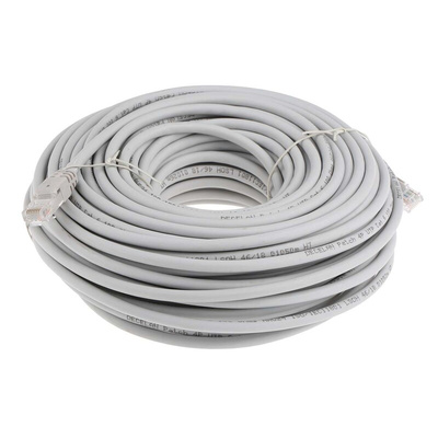 RS PRO Cat6 Male RJ45 to Male RJ45 Ethernet Cable, U/UTP, Grey LSZH Sheath, 30m
