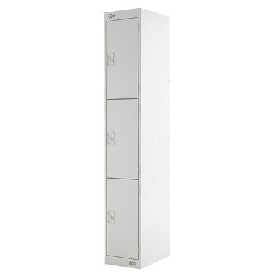 RS PRO 3 Door Steel Light Grey Storage Locker, 1800 mm x 300 mm x 300mm