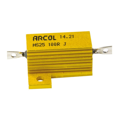 Arcol, 100Ω 25W Wire Wound Chassis Mount Resistor HS25 100R J ±5%