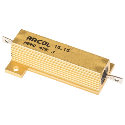 Arcol, 47kΩ 50W Wire Wound Chassis Mount Resistor HS50 47K J ±5%