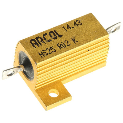 Arcol, 20mΩ 25W Wire Wound Chassis Mount Resistor HS25 R02 K ±10%