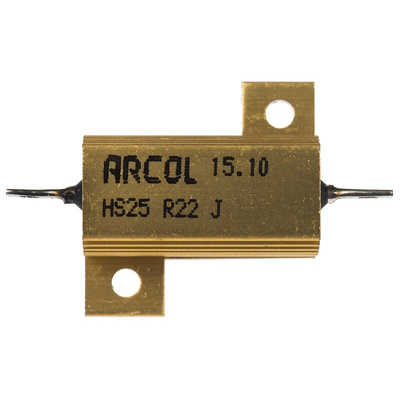 Arcol, 220mΩ 25W Wire Wound Chassis Mount Resistor HS25 R22 J ±5%