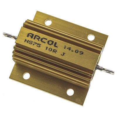 Arcol, 10Ω 75W Wire Wound Chassis Mount Resistor HS75 10R J ±5%