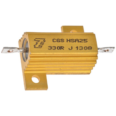 TE Connectivity, 330Ω 25W Wire Wound Chassis Mount Resistor HSA25330RJ ±5%