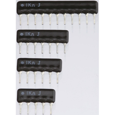 KOA, RKC 220Ω ±5% Bussed Resistor Array, 4 Resistors, 0.5W total, SIP, Through Hole