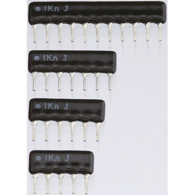 KOA, RKC 1kΩ ±5% Bussed Resistor Array, 8 Resistors, 1W total, SIP, Through Hole