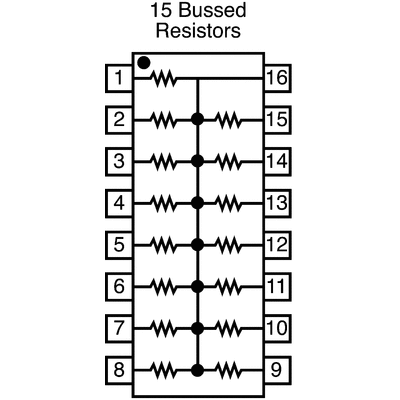 Bourns, 4100R 470Ω ±2% Bussed Resistor Array, 15 Resistors, 2.25W total, DIP, Through Hole