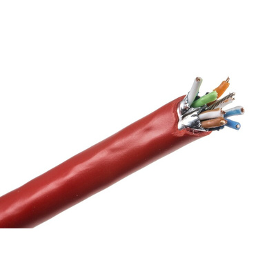 CAE Cat6 Ethernet Cable, U/FTP, Red PVC Sheath, 100m, IEC 60332-1