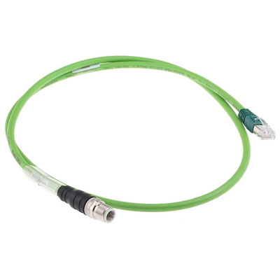 Schneider Electric Straight Male M12 to Straight Male RJ45 Ethernet Cable PVC Sheath, 1m