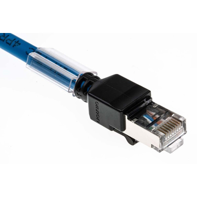Omron Cat6a Male RJ45 to Male RJ45 Ethernet Cable, FTP, STP, Blue LSZH Sheath, 3m