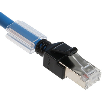 Omron Cat6a Male RJ45 to Male RJ45 Ethernet Cable, FTP, STP, Blue LSZH Sheath, 10m