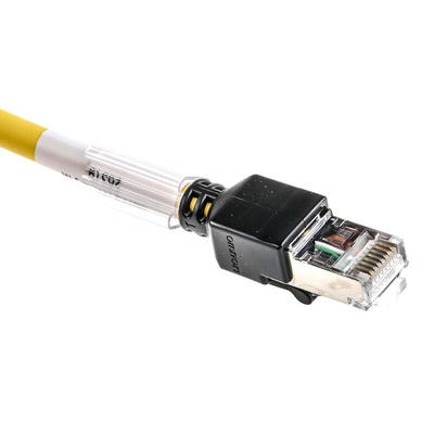 Omron Cat6a Male RJ45 to Male RJ45 Ethernet Cable, FTP, STP, Yellow LSZH Sheath, 300mm