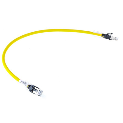 Omron Cat6a Male RJ45 to Male RJ45 Ethernet Cable, FTP, STP, Yellow LSZH Sheath, 0.5m