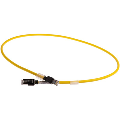 Omron Cat6a Male RJ45 to Male RJ45 Ethernet Cable, FTP, STP, Yellow LSZH Sheath, 1m