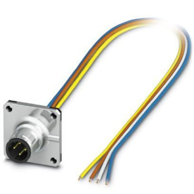 Phoenix Contact Cat5 Straight Male M12 to Unterminated Ethernet Cable, Blue, Orange, White, Yellow, 500mm