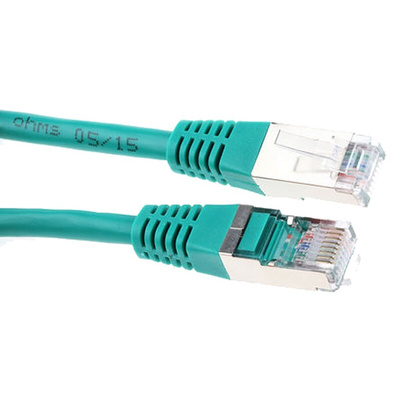 Decelect Cat5e Male RJ45 to Male RJ45 Ethernet Cable, U/UTP, Green PVC Sheath, 1m