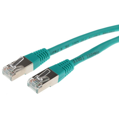Decelect Cat5 Male RJ45 to Male RJ45 Ethernet Cable, F/UTP, Green PVC Sheath, 3m