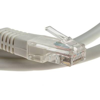 Decelect Cat5e Male RJ45 to Male RJ45 Ethernet Cable, U/UTP, Grey PVC Sheath, 1m