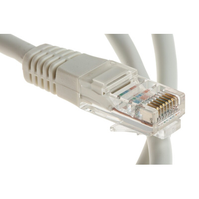 Decelect Cat5e Male RJ45 to Male RJ45 Ethernet Cable, U/UTP, Grey PVC Sheath, 1m