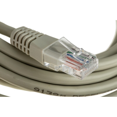 Decelect Cat5e Male RJ45 to Male RJ45 Ethernet Cable, U/UTP, Grey PVC Sheath, 3m