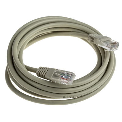 Decelect Cat5e Male RJ45 to Male RJ45 Ethernet Cable, U/UTP, Grey PVC Sheath, 3m