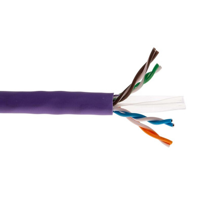 Brand-Rex Cat6 Ethernet Cable, U/UTP, Purple LSZH Sheath, 305m