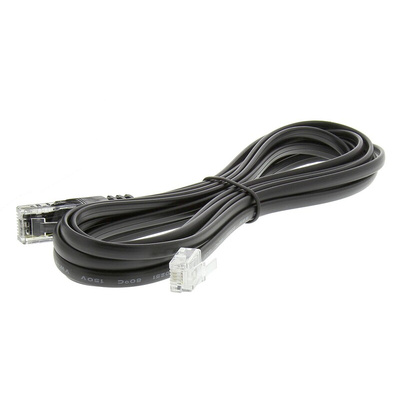 Decelect Cat5 Male RJ11 to Male RJ45 Ethernet Cable, Black, 3m