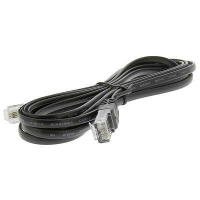 Decelect Cat5 Male RJ11 to Male RJ45 Ethernet Cable, Black, 3m