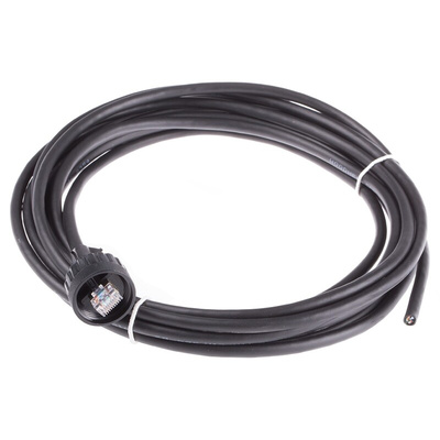 Brad from Molex Cat5e Straight Male RJ45 to Unterminated Ethernet Cable, F/UTP, Black PUR Sheath, 5m