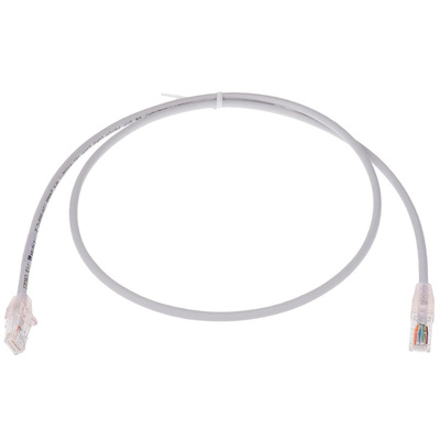 Molex Premise Networks Cat5e Straight Male RJ45 to Straight Male RJ45 Ethernet Cable, U/UTP, Grey PVC Sheath, 1m