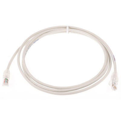 Molex Premise Networks Cat5e Straight Male RJ45 to Straight Male RJ45 Ethernet Cable, U/UTP, Grey PVC Sheath, 2m