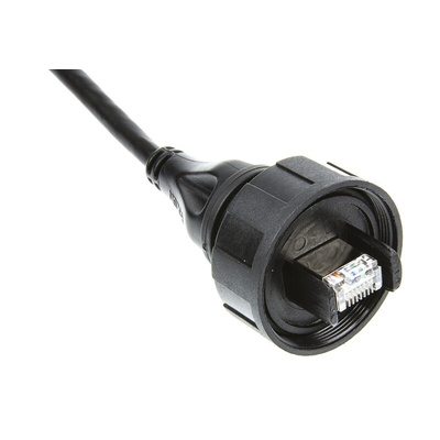 Bulgin Cat5e Straight Male RJ45 to Straight Male RJ45 Ethernet Cable, S/FTP, Black PUR Sheath, 2m