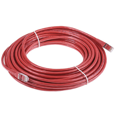 Roline Cat6 Male RJ45 to Male RJ45 Ethernet Cable, S/FTP, Red PVC Sheath, 15m