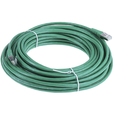 Roline Cat6 Male RJ45 to Male RJ45 Ethernet Cable, S/FTP, Green PVC Sheath, 15m