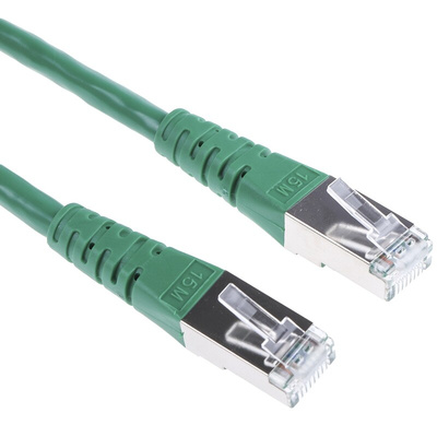 Roline Cat6 Male RJ45 to Male RJ45 Ethernet Cable, S/FTP, Green PVC Sheath, 15m