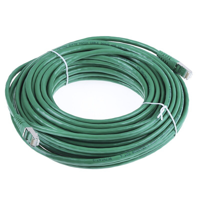 Roline Cat6 Male RJ45 to Male RJ45 Ethernet Cable, S/FTP, Green PVC Sheath, 20m