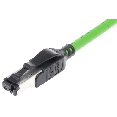 HARTING Cat5 Straight Male RJ45 to Straight Male RJ45 Ethernet Cable, U/FTP, Green PVC Sheath, 3m