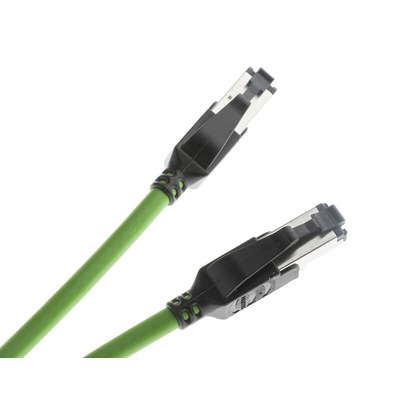 HARTING Cat5 Straight Male RJ45 to Straight Male RJ45 Ethernet Cable, U/FTP, Green PVC Sheath, 5m