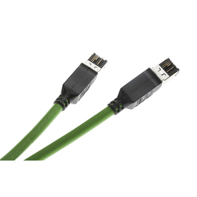 HARTING Cat5 Straight Male RJ45 to Straight Male RJ45 Ethernet Cable, U/FTP, Green PVC Sheath, 5m
