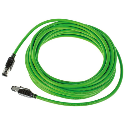 HARTING Cat5 Straight Male RJ45 to Straight Male RJ45 Ethernet Cable, U/FTP, Green PVC Sheath, 10m