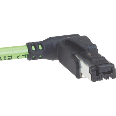 HARTING Cat5 Right Angle Male RJ45 to Unterminated Ethernet Cable, U/FTP, Green PVC Sheath, 3m