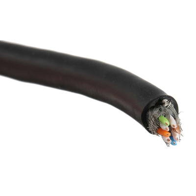 HARTING Cat6 Ethernet Cable, S/FTP, Black PVC Sheath, 100m