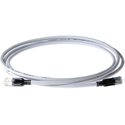 Bel-Stewart Cat7 Male ARJ45 to Male ARJ45 Ethernet Cable, STP, Grey, 2m, Low Smoke Zero Halogen (LSZH)