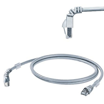 Weidmuller Cat6 Right Angle Male RJ45 to Straight Male RJ45 Ethernet Cable, S/FTP, Grey LSZH Sheath, 1.5m