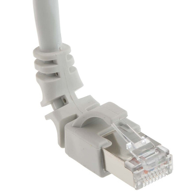 Weidmuller Cat6 Right Angle Male RJ45 to Straight Male RJ45 Ethernet Cable, S/FTP, Grey LSZH Sheath, 1m