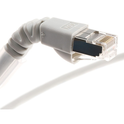 Weidmuller Cat6 Right Angle Male RJ45 to Straight Male RJ45 Ethernet Cable, S/FTP, Grey LSZH Sheath, 0.5m, Halogen Free