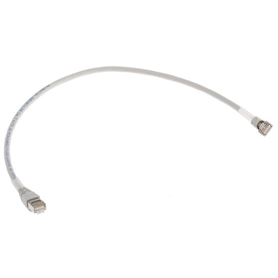 Weidmuller Cat6 Right Angle Male RJ45 to Straight Male RJ45 Ethernet Cable, S/FTP, Grey LSZH Sheath, 0.5m, Halogen Free