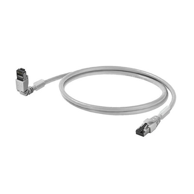 Weidmuller Cat6 Right Angle Male RJ45 to Straight Male RJ45 Ethernet Cable, S/FTP, Grey LSZH Sheath, 5m