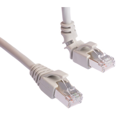 Weidmuller Cat6 Right Angle Male RJ45 to Straight Male RJ45 Ethernet Cable, S/FTP, Grey LSZH Sheath, 2m, Low Smoke Zero
